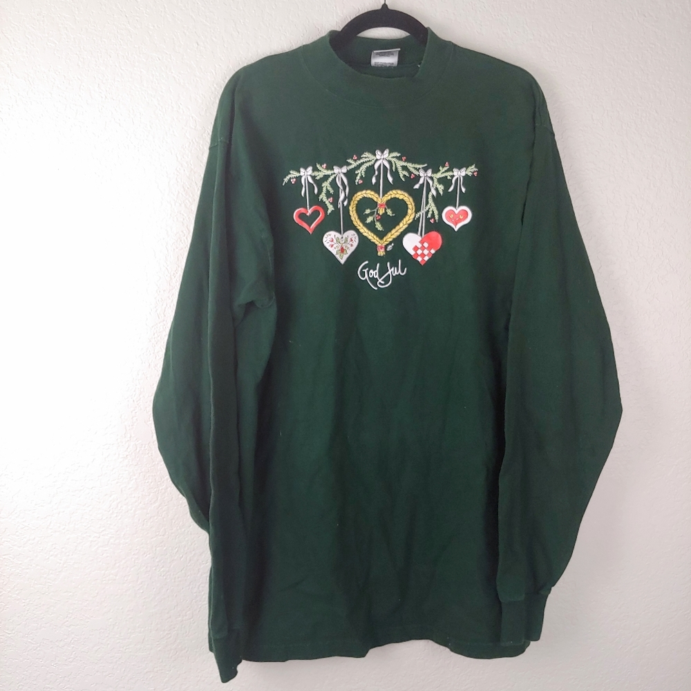 Green Christmas Sweater Fruit of the Loom Size XL